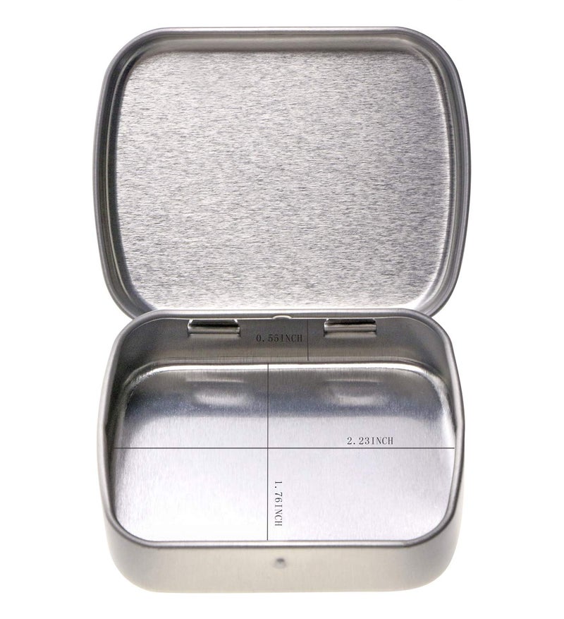 Mini Skater 2.23 x1.76 x 0.55 inch Metal Tin Box Portable Small Container Storage Case With Solid Hinged Top for Drawing Pin Nail Art Bead Earring and Jewelry Craft Organizing,4Pcs (Silver) - Image 2